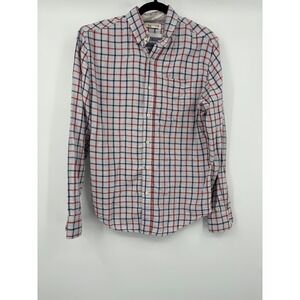 Barque Mens Classic Plaid Button Down Shirt Red Blue White Size M